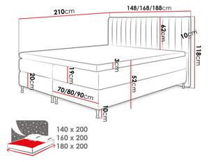 CANDICE boxspring ágy 180x200 - bézs + INGYENES topper