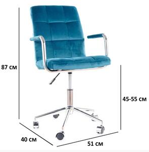 Irodai szék Q-022 türkiz bársony 85