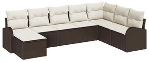 VidaXL Kerti Kanapé Szett párnával 8 pcs Barna Poli rattan