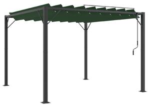 VidaXL Sátras pavilon lamellás tetővel, 3 x 3 x 2,14 m, Zöld