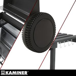 Kerekes nagy kerti grill beépített hőmérővel, kiegészítőkkel és huzattal - 120x116x55cm
