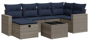 VidaXL 7 részes szürke polyrattan kerti ülőgarnitúra párnákkal