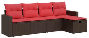 VidaXL 5 részes barna polyrattan kerti ülőgarnitúra párnával