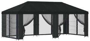 VidaXL Oldalfalas pavilon 6 x 3 m Poliészter és acél 190, Fekete