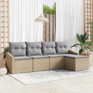 VidaXL Kerti Kanapé Szett 5 pcs Bézs Poli rattan