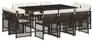 VidaXL 11 részes barna polyrattan kerti ülőgarnitúra párnákkal