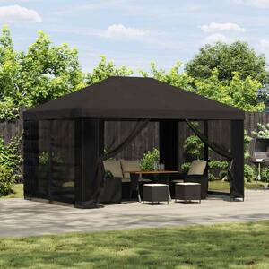 VidaXL Pavilon 4 × 3 m, Poliészter és acél 190 gsm, Antracitszürke