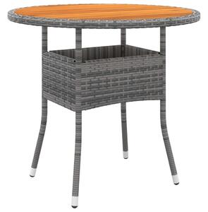 VidaXL szürke akácfa és polyrattan kerti asztal Ø80 x 75 cm