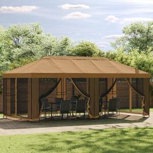 VidaXL Oldalfalas pavilon 6 x 3 m Bézs Poliészter és acél 190