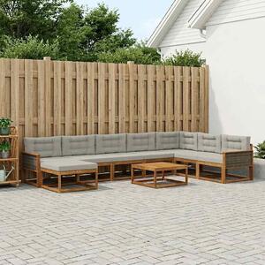 VidaXL Kültéri kanapé szett 9 pcs Természetes és Világosszürke