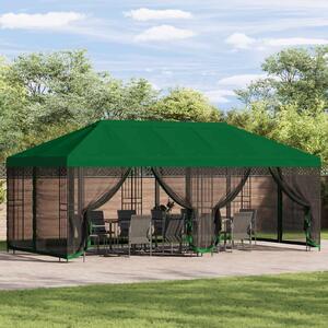 VidaXL Oldalfalas pavilon 6 x 3 m Zöld Poliészter és acél 190