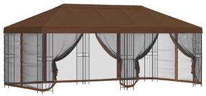 VidaXL Oldalfalas pavilon 6 x 3 m Barna Poliészter és acél 190