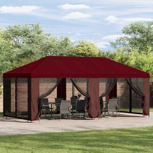 VidaXL Kerti pavilon 6 x 3 m Burgundi Poliészter és acél 190