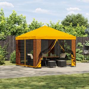 VidaXL Pavilon 3 x 3 m Sárga Poliészter és acél 190 gsm