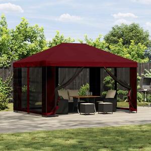VidaXL Pavilon 4 × 3 m Burgundi Poliészter és acél 190 gsm