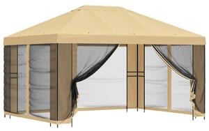 VidaXL Kerti pavilon oldalfalakkal 4 × 3 m Krémszínű