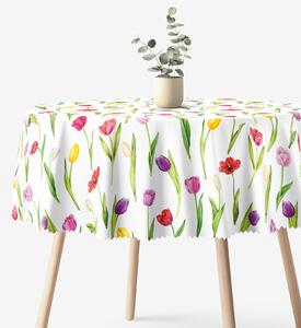 Goldea kör alakú teflonos terítő - színes tulipánok Ø 140 cm