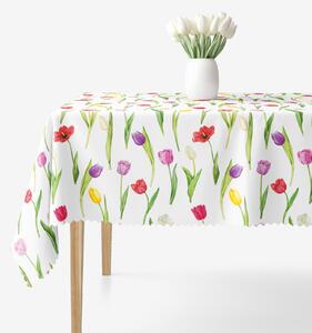 Goldea szögletes teflonos asztalterítő - színes tulipánok 140 x 220 cm
