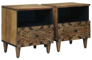 VidaXL Ágytároló szekrény 2 pcs Barna 40 x 33 x 46 cm Tömör Mangófát