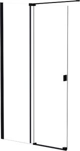 Besco Vayo Black zuhanyfal ajtóval 100 cm fekete matt üveg/átlátszó üveg VYB-100-200C