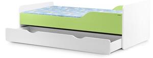 PABIS ágy matraccal és fiókkal - fehér/zöld