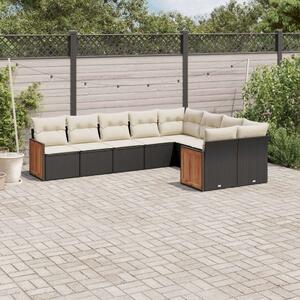 VidaXL Polyrattan Kerti Ülőgarnitúra - 9 részes - Fekete