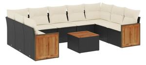 VidaXL Polyrattan Kerti Ülőgarnitúra - 10 részes - Fekete