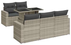 VidaXL Polyrattan Kerti Ülőgarnitúra - 6 részes - Világosszürke