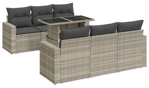 VidaXL Polyrattan Kerti Ülőgarnitúra - 7 részes - Világosszürke