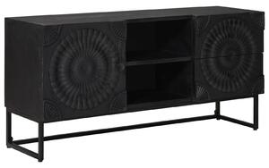 VidaXL TV szekrény Fekete 105 x 30 x 54 cm Tömör Mangófa és Műszaki Fa