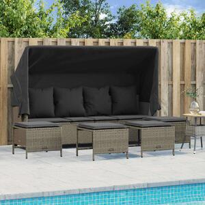 VidaXL Polyrattan Kerti Ülőgarnitúra - 5 részes - Világoszürke