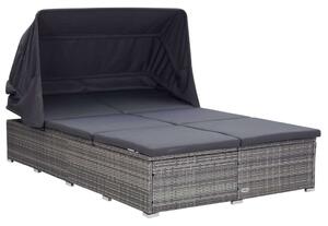 VidaXL Napozóágy - 2 Személyes - Szürke Polyrattan