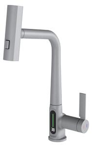 Welland FH-3428CR-5 mosogató smart csaptelep - kihúzható multifunkciós fej - vízhőfok kijelző (szürke)