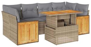 VidaXL Polyrattan Kerti Ülőgarnitúra - 7 részes - Akácfa