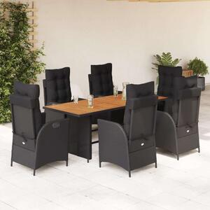 VidaXL Polyrattan Kerti Étkezőgarnitúra - 7 részes - Fekete