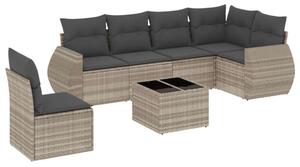VidaXL Polyrattan Kerti Ülőgarnitúra - 7 részes, Világosszürke