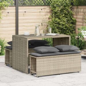 VidaXL - 3 részes Kerti Étkezőgarnitúra - Polyrattan - Világosszürke