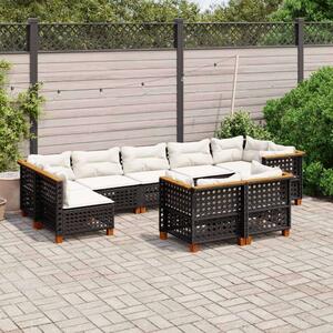 VidaXL Polyrattan Kerti Ülőgarnitúra - 9 részes - Fekete