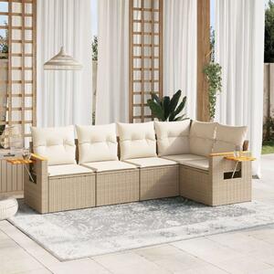 VidaXL Polyrattan Kerti Ülőgarnitúra - 5 részes - Bézs