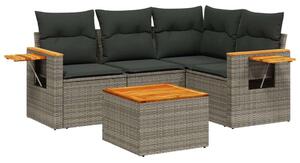 VidaXL 5 részes szürke polyrattan kerti ülőgarnitúra