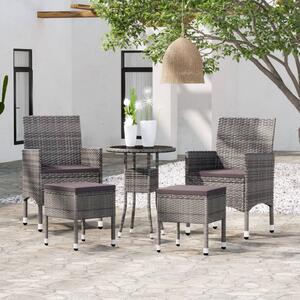 Polyrattan Kerti Ülőgarnitúra - 5 részes - Szürke
