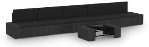 VidaXL Polyrattan Kerti Ülőgarnitúra - 6 részes - Fekete