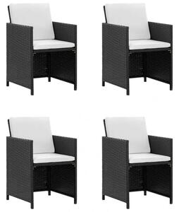 VidaXL 9-részes fekete polyrattan kültéri étkezőszett párnákkal