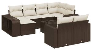 VidaXL 11 részes barna polyrattan kerti ülőgarnitúra párnákkal