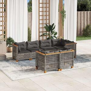 Polyrattan Kerti Ülőgarnitúra - 7 részes - Szürke