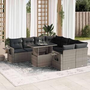 VidaXL Polyrattan Kerti Ülőgarnitúra - 9 részes - Szürke