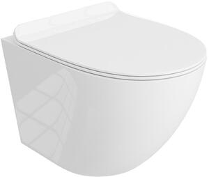 LaVita Lio Slim miska WC wisząca bez kołnierza z deską wolnoopadającą biały połysk