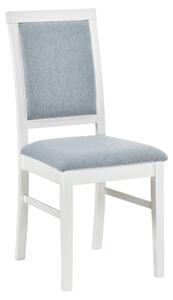 KONDELA Étkezőszék, fehér/szürke szövet, SILVEN