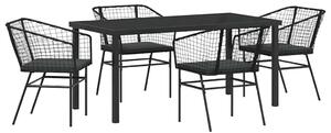 Kert étkező szett 5 pcs Fekete polirattan