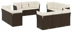 VidaXL Polyrattan Kerti Ülőgarnitúra - 12 részes - Barna